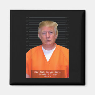 Trump Mug Shot Range Jumpsuit Parody Behind Bars  Magnet