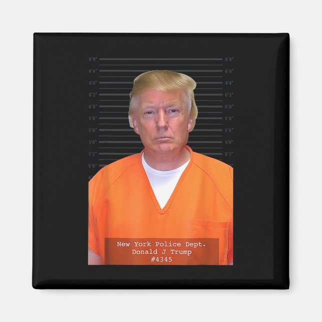 Trump Mug Shot Range Jumpsuit Parody Behind Bars  Magnet (Front)