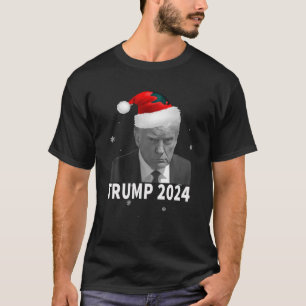 Trump Mug Shot Trump 2024 Pro Trump Christmas Sant T-Shirt