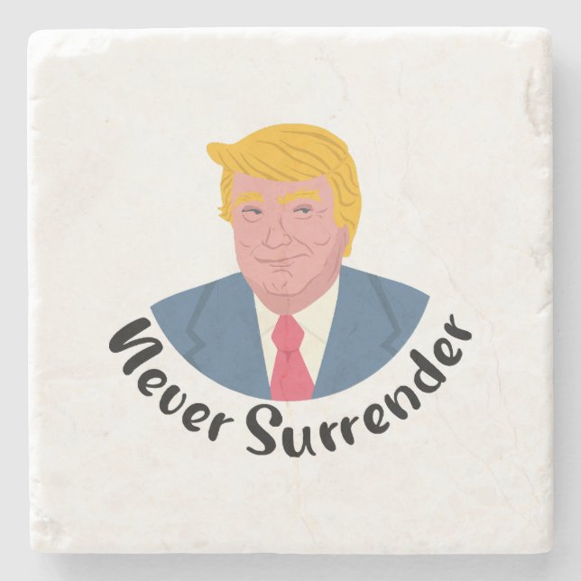 Trump Mugshot Never Surrender  Stone Coaster (Front)