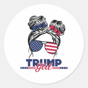 Trump Mum Inauguration Day 2025 Messy Bun American Classic Round Sticker