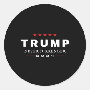 Trump Never Surrender 2024 Maga Patriotic Tee Classic Round Sticker