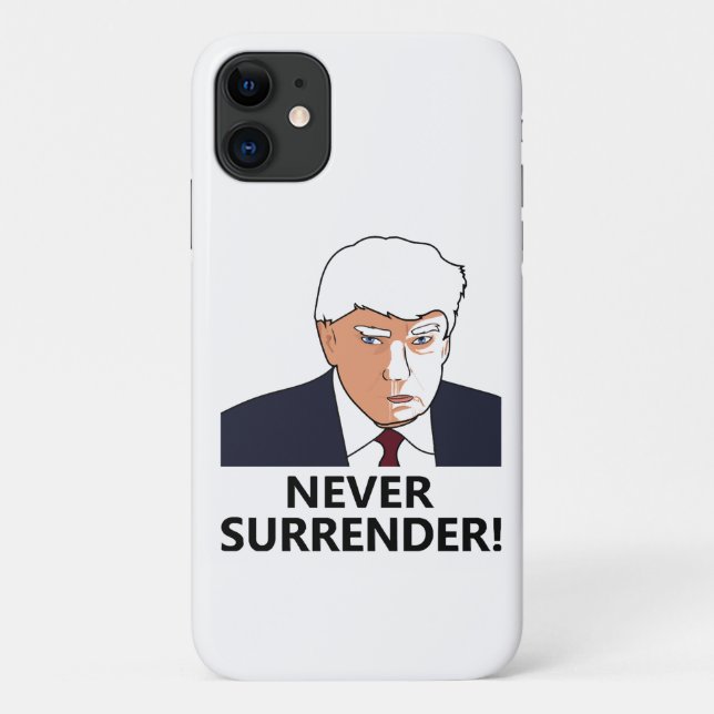 Trump Never Surrender Mug Shot Case-Mate iPhone Case (Back)