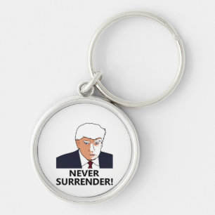 Trump Never Surrender Mug Shot Key Ring