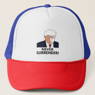 Trump Never Surrender Mug Shot Trucker Hat