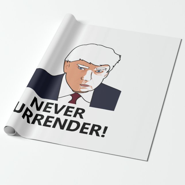Trump Never Surrender Mug Shot Wrapping Paper (Unrolled)