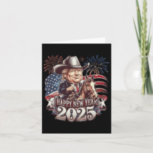 Trump New Year 2025 Patriotic Horse Trump American Card
