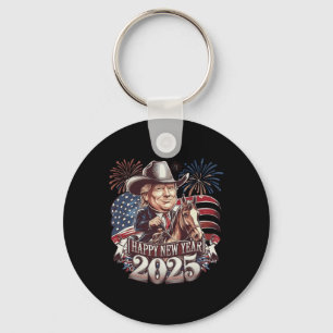 Trump New Year 2025 Patriotic Horse Trump American Key Ring