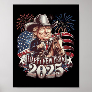 Trump New Year 2025 Patriotic Horse Trump American Poster