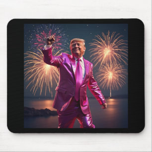 Trump New Year's Eve 2025 Vibrant Pink Suit Celebr Mouse Mat