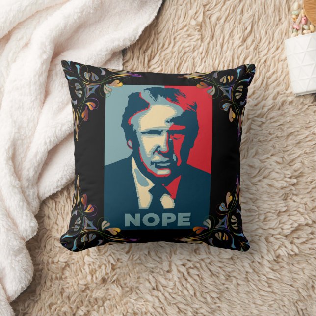 Trump Nope Throw Pillow (Blanket)