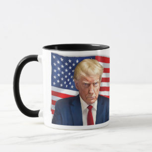 Trump Official Mug Shot with American Flag