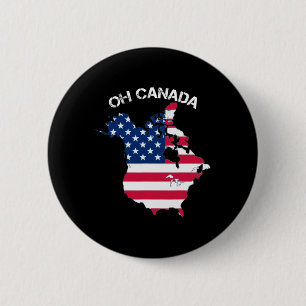 Trump Oh Canada! North America Map With American F 6 Cm Round Badge