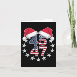 Trump On Back 45 47 President Usa Santa Hat Christ Card