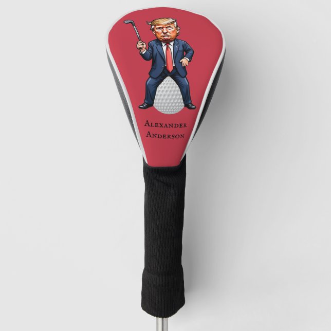 Trump on Golf Ball Personalise Golf Head Cover (Front)