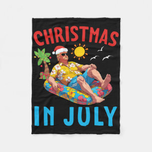 Trump On Inflatable Pool Float Happy Christmas In Fleece Blanket