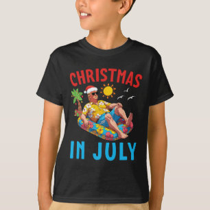 Trump On Inflatable Pool Float Happy Christmas In T-Shirt