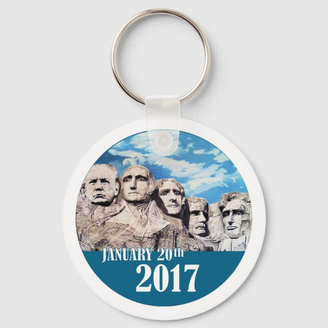 Trump on Mount Rushmore Key Ring (Front)