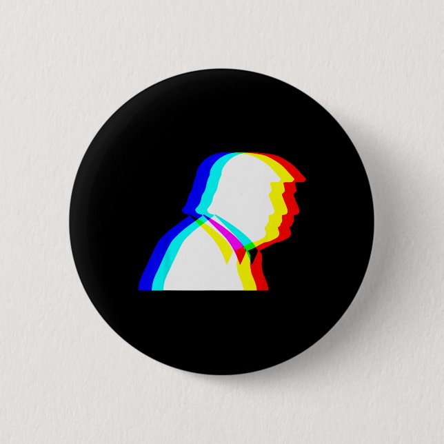 Trump Optical Illusion Edm  6 Cm Round Badge (Front)
