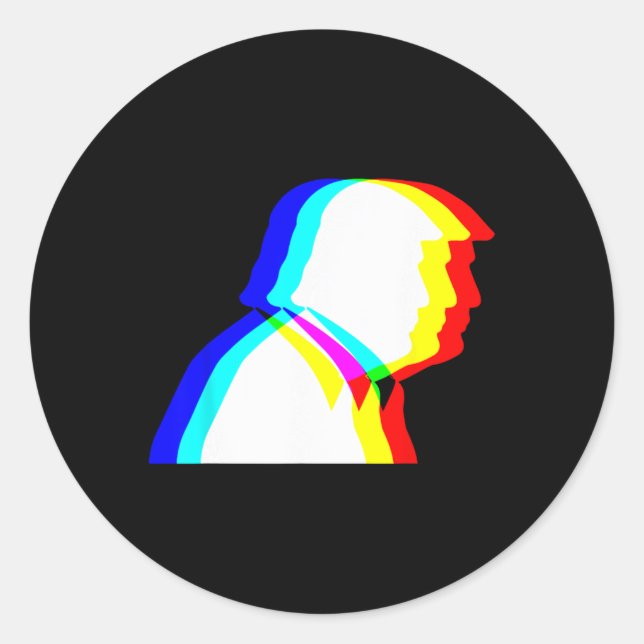 Trump Optical Illusion Edm  Classic Round Sticker (Front)