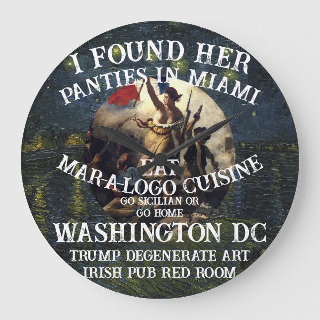 Trump Panties Miami Catholic Church White Large Clock (Front)