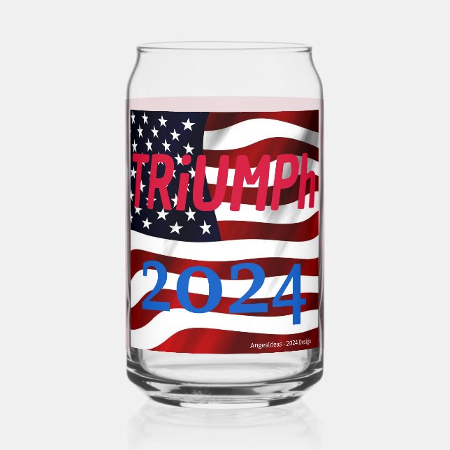 TRUMP party glassware -  "TRiUMPh 2024" Can Glass (Front)