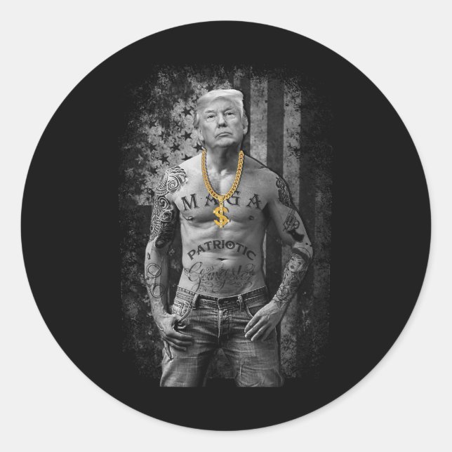 Trump Patriotic Gangster - Anti-liberal Republican Classic Round Sticker (Front)