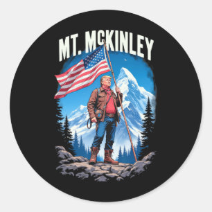 Trump Patriotic Mt. Mckinley American Flag Classic Round Sticker