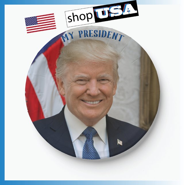 Trump Patriotic 🚗USA He's My President Paper Plate (Creator Uploaded)
