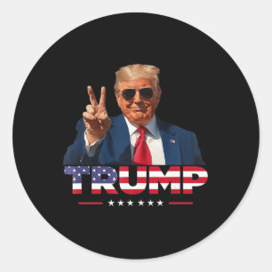 Trump Peace Sign Hand Usa Flag Trump 2024 Classic Round Sticker