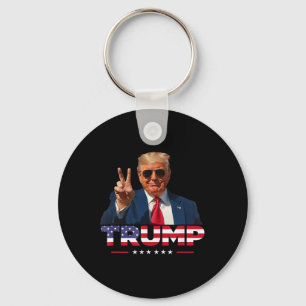 Trump Peace Sign Hand Usa Flag Trump 2024  Key Ring