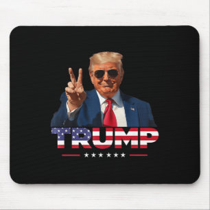 Trump Peace Sign Hand Usa Flag Trump 2024 Mouse Mat