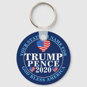 Trump Pence 2020 Hearts Add Your Name Or State Key Ring