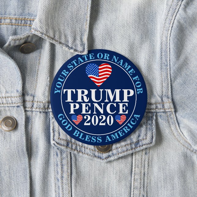 Trump Pence 2020 Hearts Collectable Political 10 Cm Round Badge (In Situ)