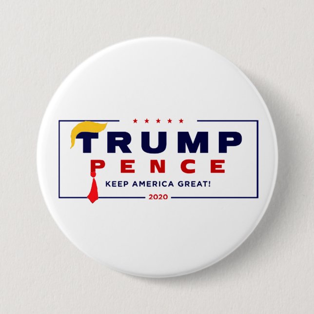 Trump Pence 2020 Red Tie Yellow Hair 7.5 Cm Round Badge (Front)