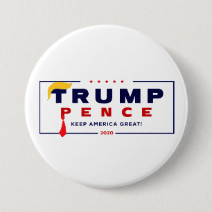 Trump Pence 2020 Red Tie Yellow Hair 7.5 Cm Round Badge