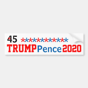 Trump Pence 2020 Red White Blue Stars EDIT NAMES Bumper Sticker