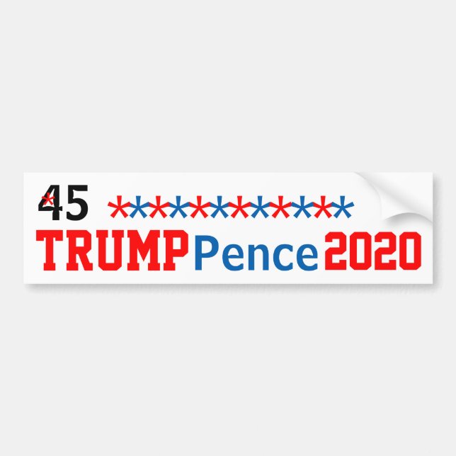 Trump Pence 2020 Red White Blue Stars EDIT NAMES Bumper Sticker (Front)
