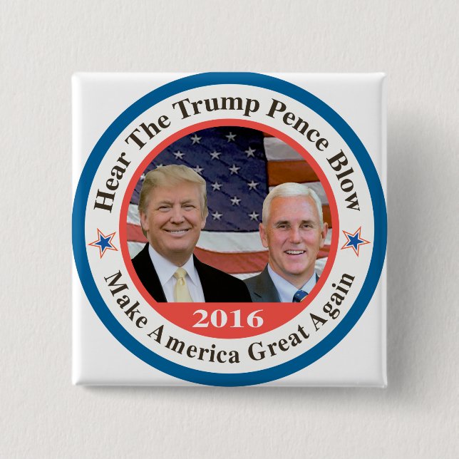 trump pence 2 15 cm square badge (Front)