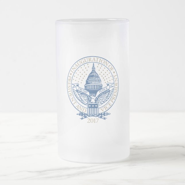 Trump Pence President Inaugural Logo Inauguration Frosted Glass Beer Mug (Center)