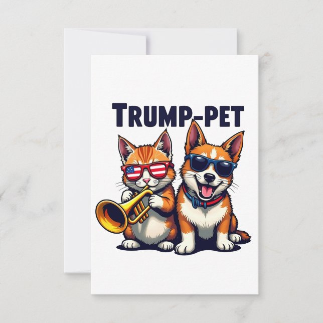 Trump pet Trump Make Our Pets Safe Again Trumpet Thank You Card (Front)