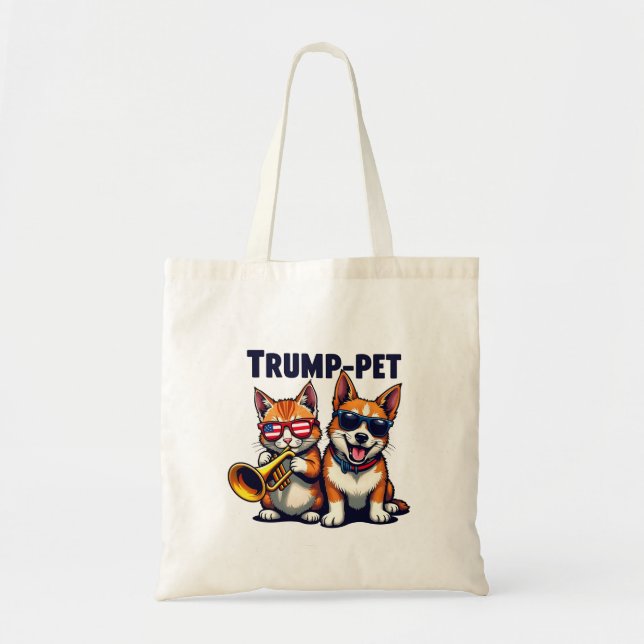 Trump pet Trump Make Our Pets Safe Again Trumpet Tote Bag (Front)