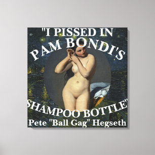 Trump Pete Eunuch Hegseth Urinates Shampoo Bottle Canvas Print