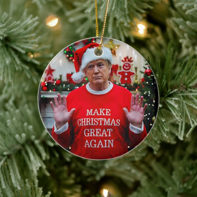 Trump Photo | Trump Make Christmas Great Again  Ceramic Tree Decoration (Tree)