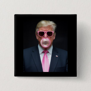 Trump Pink Bubble Gum President 47 USA 15 Cm Square Badge