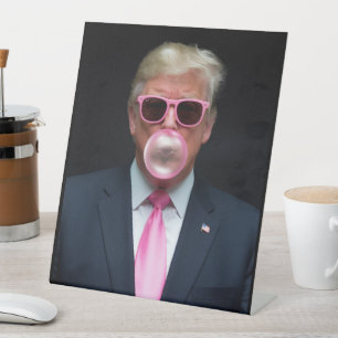 Trump Pink Bubble Gum President 47 USA Pedestal Sign