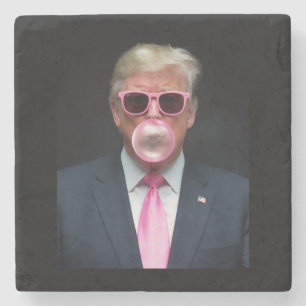 Trump Pink Bubble Gum President 47 USA Stone Coaster