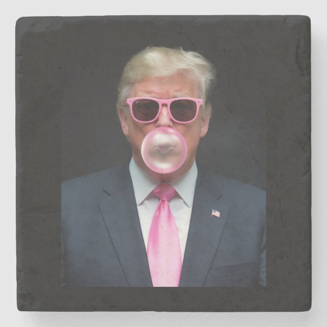 Trump Pink Bubble Gum President 47 USA Stone Coaster (Front)