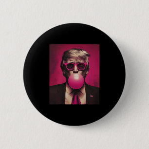 Trump Pink Bubblegum Trump Blowing Bubble Gum Vote 6 Cm Round Badge