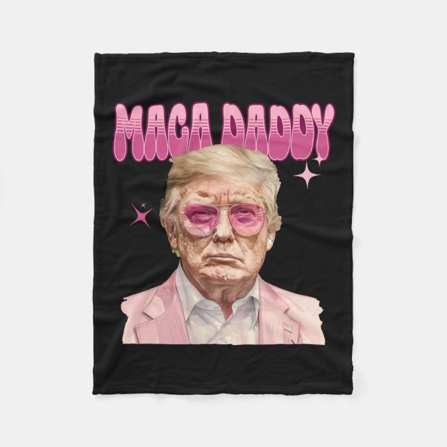 Trump Pink Sungles Maga Daddy Funny Trump 2024  Fleece Blanket (Front)